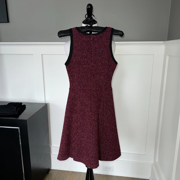 J. Crew Tweed Fit Flare Dress - Maroon and Cream - Picture 3 of 4
